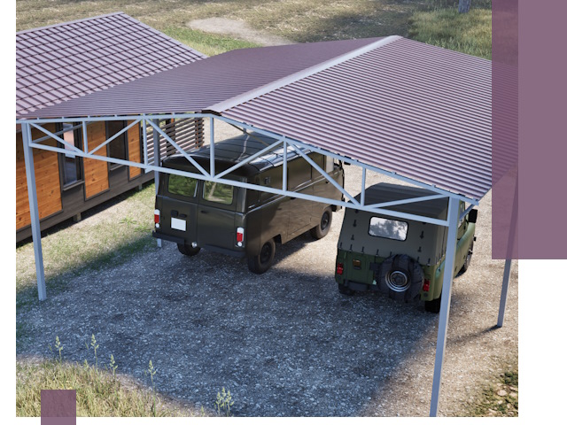 Двускатные навесы под ключ в Белебее — изготовление и монтаж